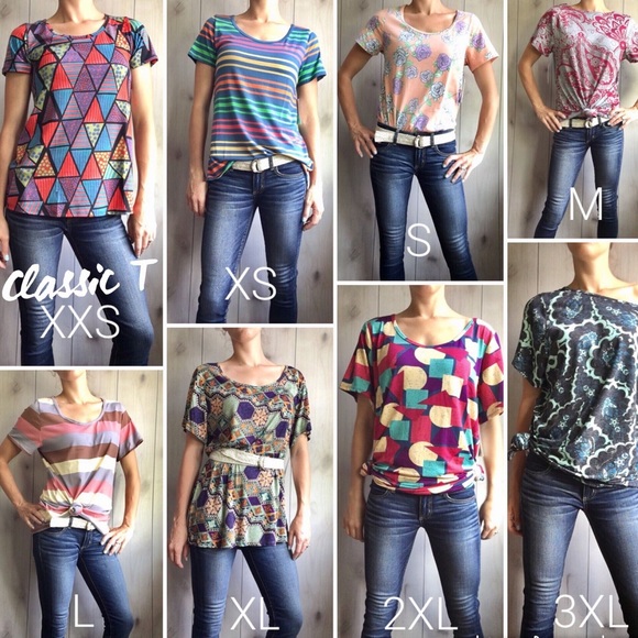 LULAROE CLASSIC T-Shirt Tee Size XS Red Blue Gray STARS & STRIPES Patriotic - Picture 6 of 13